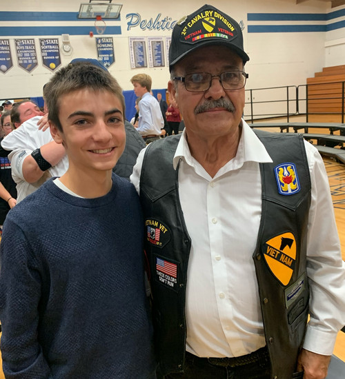 Maddox Levknecht with his grandfather, Eugene Frank