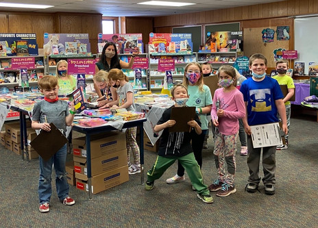 Students at the Scholastic Book Fair